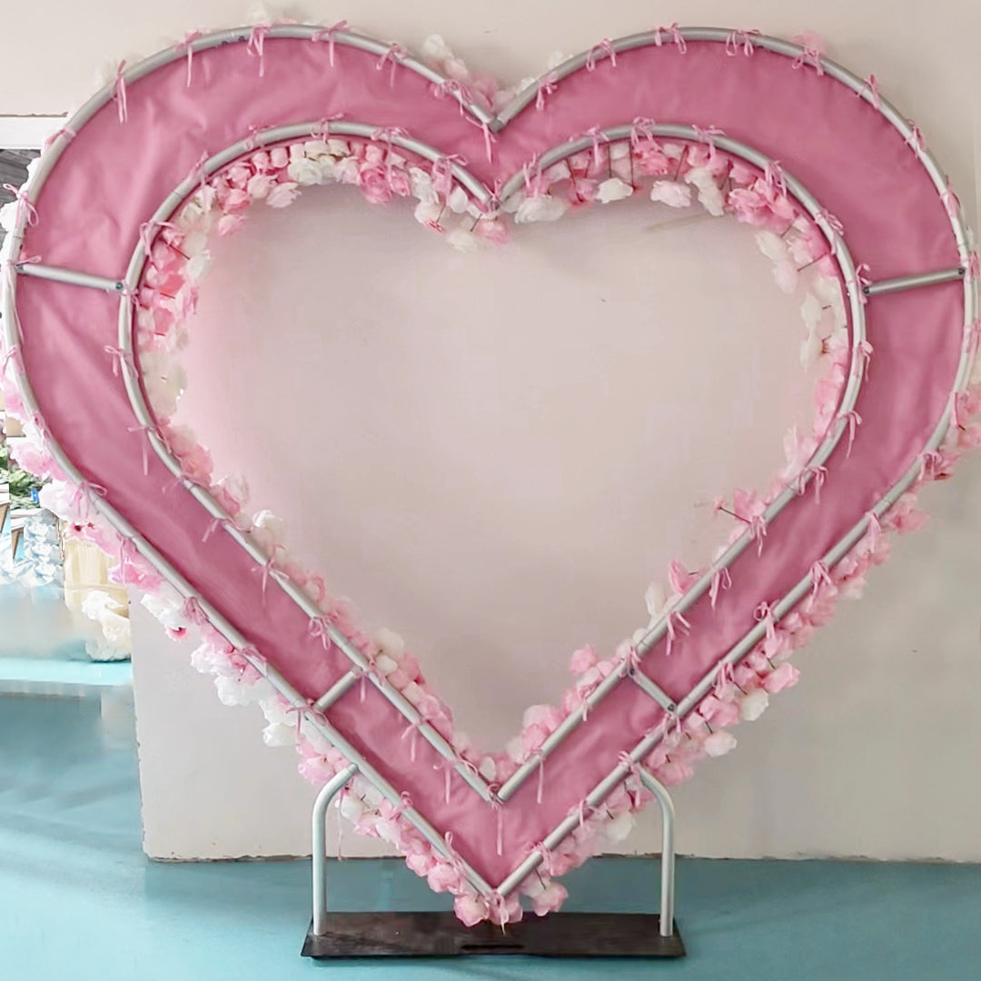 Aliflowers Heart-shaped Pink Rose Flower Fabric Background Decoration Suitable For Wedding Parties GM008