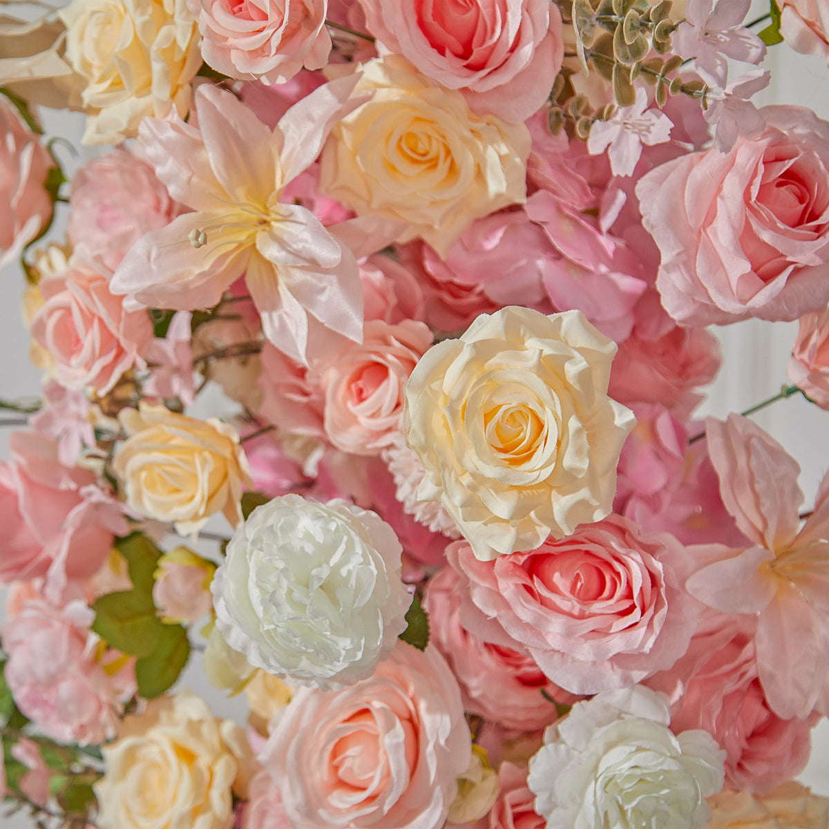 Aliflowers Pink Rose Flower Row Horn Arch Wedding Event Decor Props