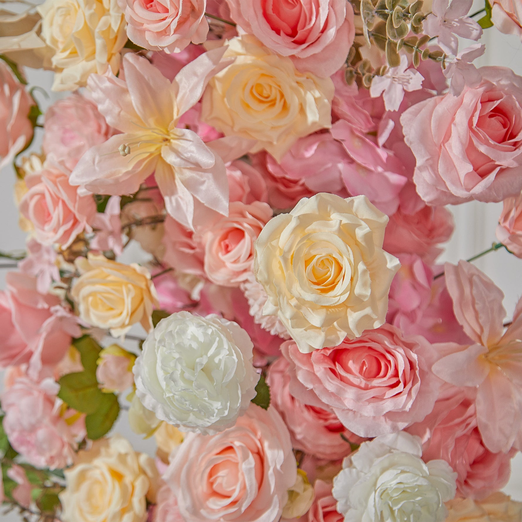 Aliflowers Pink Rose Flower Row Horn Arch Wedding Event Decor Props