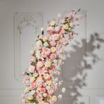 Aliflowers Pink Rose Flower Row Horn Arch Wedding Event Decor Props