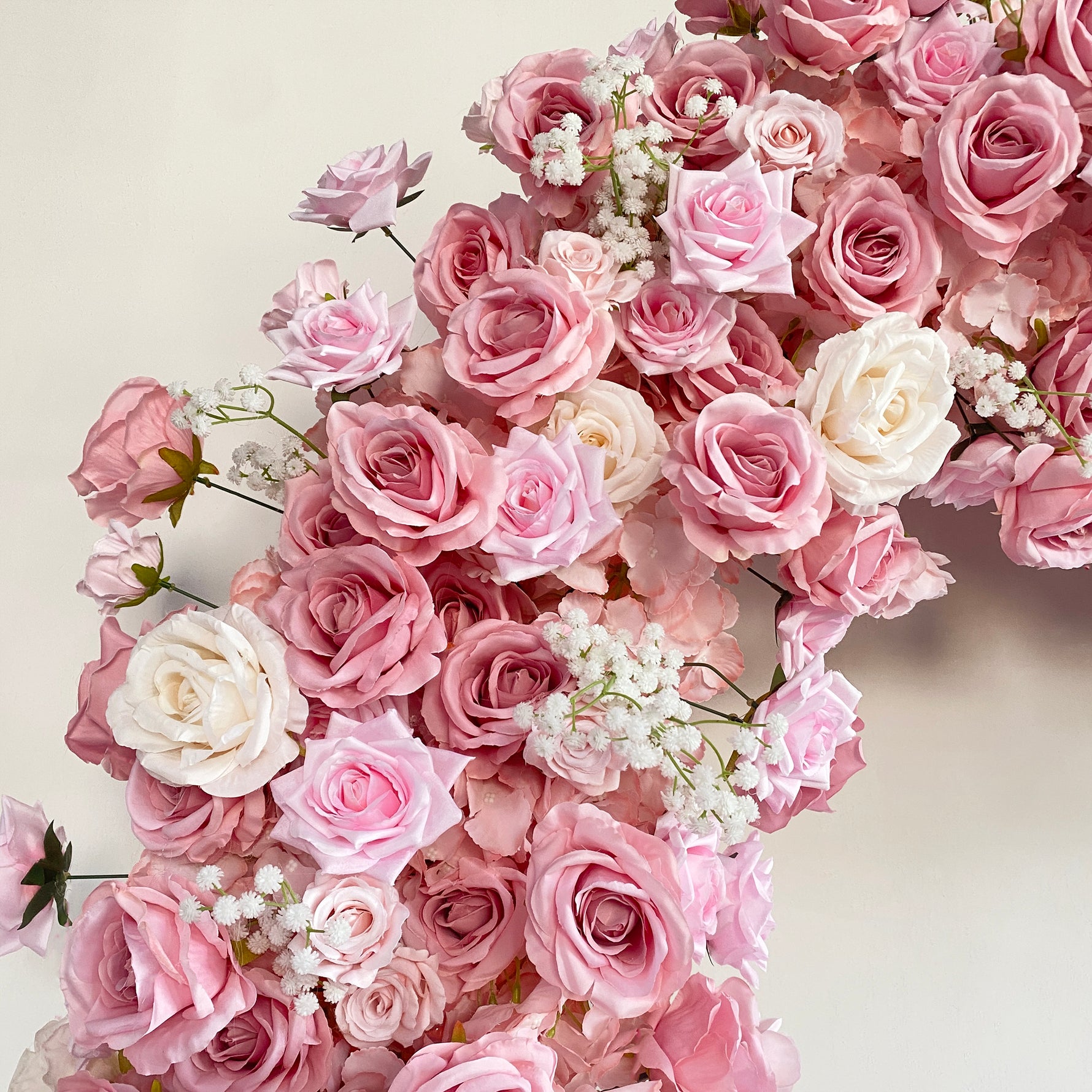 Aliflowers Blush Series Pink Rose With Baby's breath Wedding Decorations Heart Arch ALFAH002 - Ali Flowers