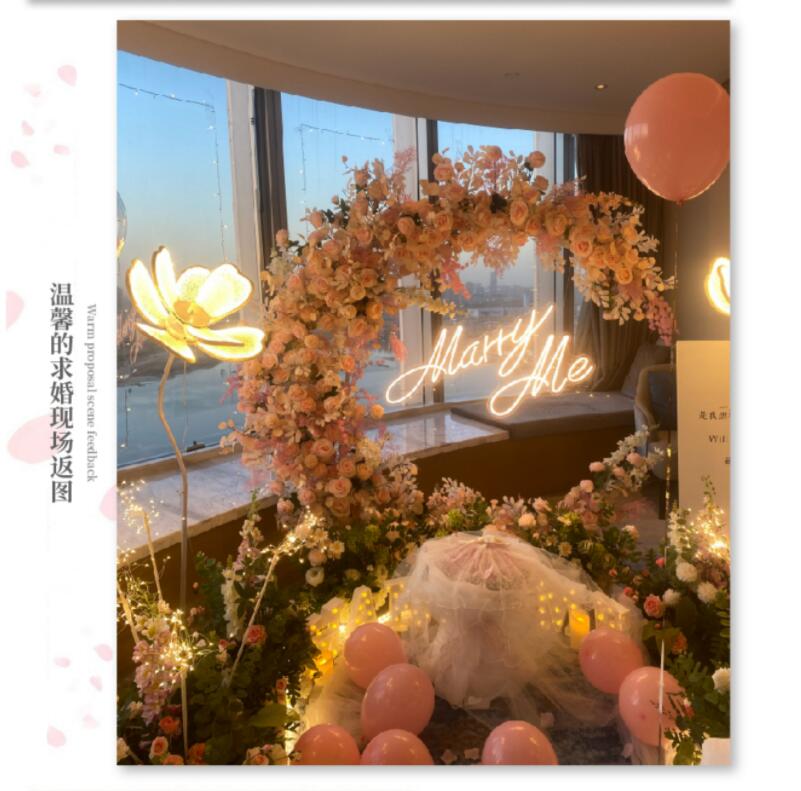 Aliflowers Blush Series Pink Rose Delphinium Moon-Shaped Arch For Festive Celebrations - Ali Flowers