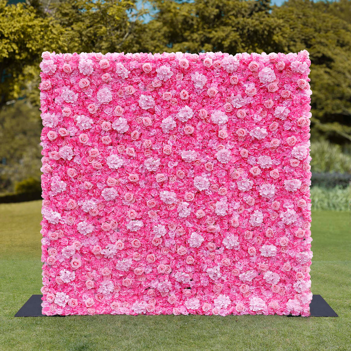 Aliflowers 2D Hot Pink Rose with Hydrangea Flower Wall Wedding Decorative ALFWL050 - Ali Flowers