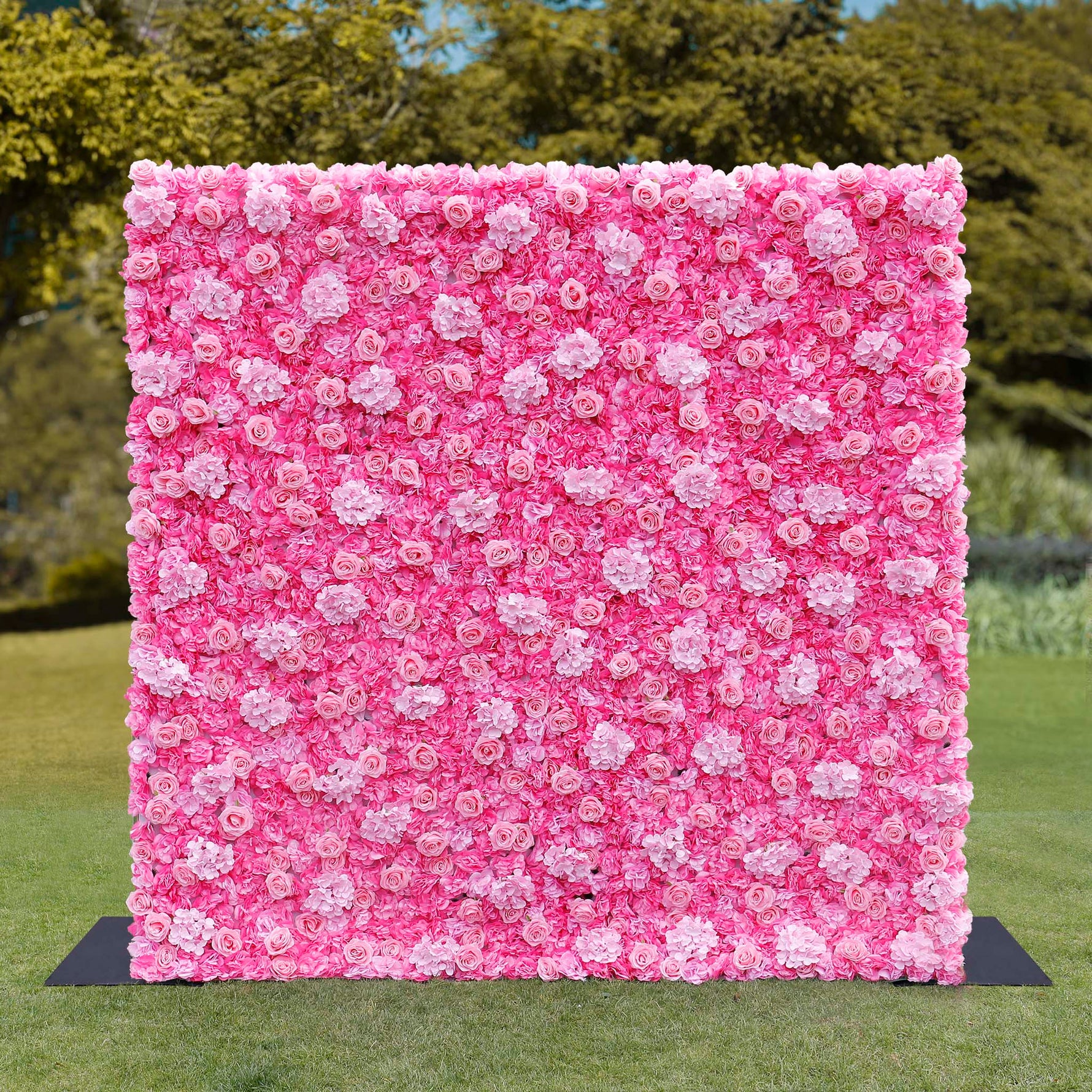 Aliflowers 2D Hot Pink Rose with Hydrangea Flower Wall Wedding Decorative ALFWL050 - Ali Flowers