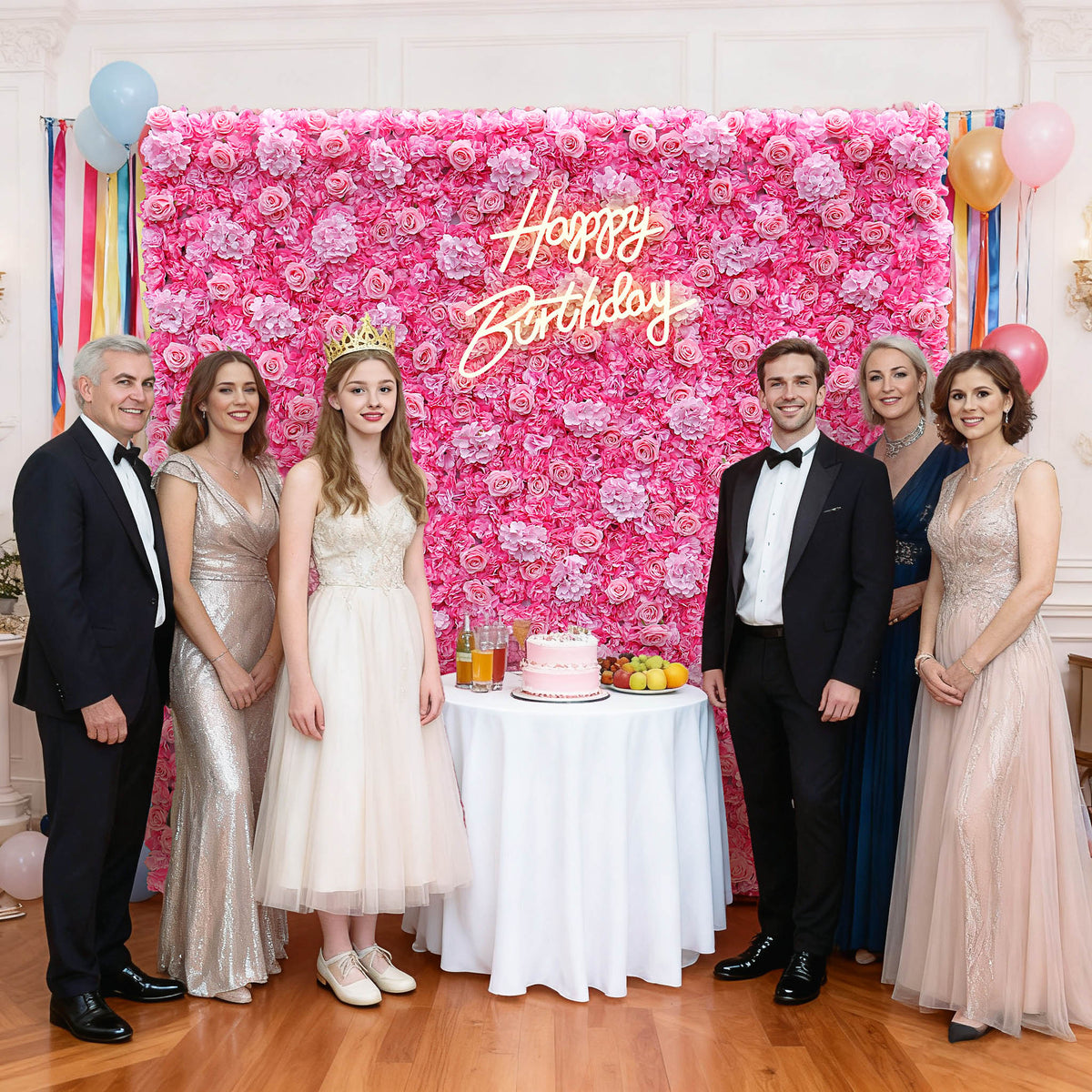 Aliflowers 2D Hot Pink Rose with Hydrangea Flower Wall Wedding Decorative ALFWL050 - Ali Flowers