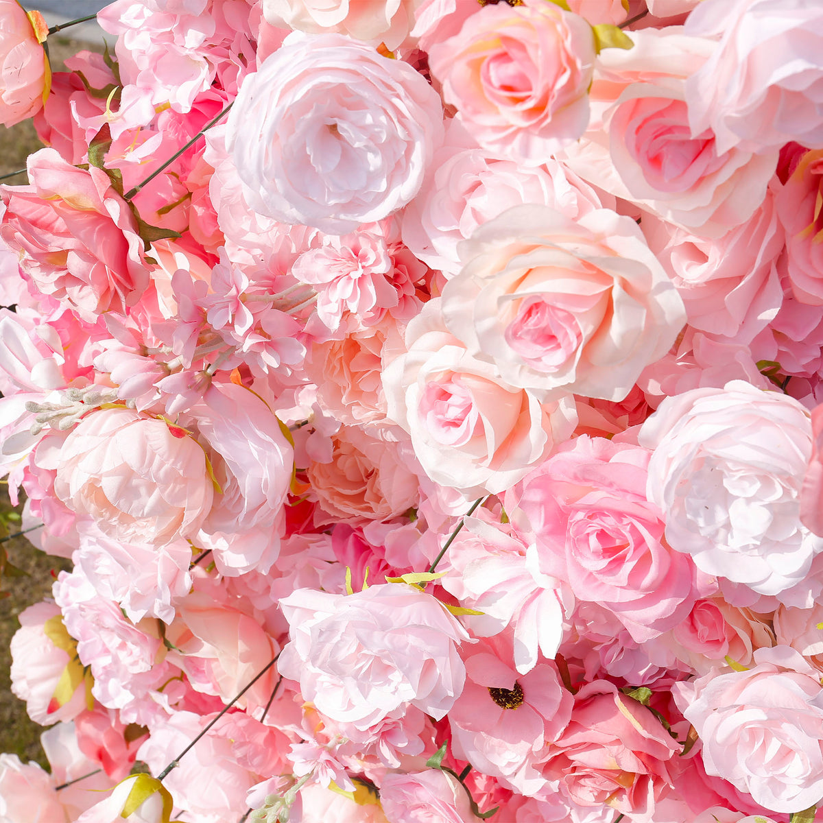 Aliflowers Pink Roses Flower Arch Fabric Backdrop Flower Wall Proposal Wedding Party Decor GM006