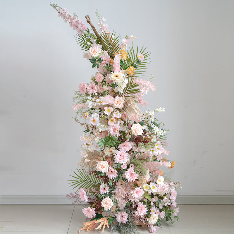 Aliflowers Luxury Blush Series with Dypsis Lutescens Artificial flowers Horn Arch ALFAC018 - Ali Flowers