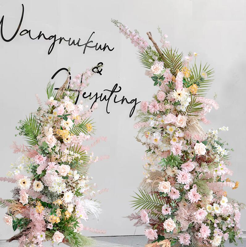 Aliflowers Luxury Blush Series with Dypsis Lutescens Artificial flowers Horn Arch ALFAC018 - Ali Flowers