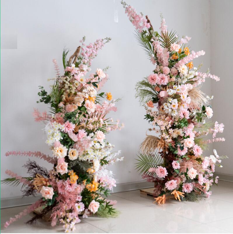 Aliflowers Luxury Blush Series with Dypsis Lutescens Artificial flowers Horn Arch ALFAC018 - Ali Flowers