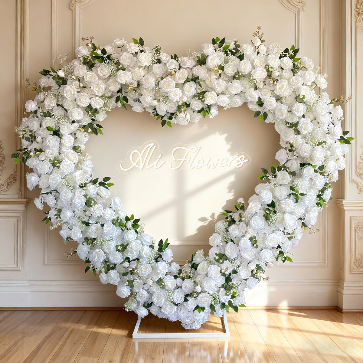 Aliflowers 5D Premium White Heart Flower Arch for Romantic Wedding Decoration