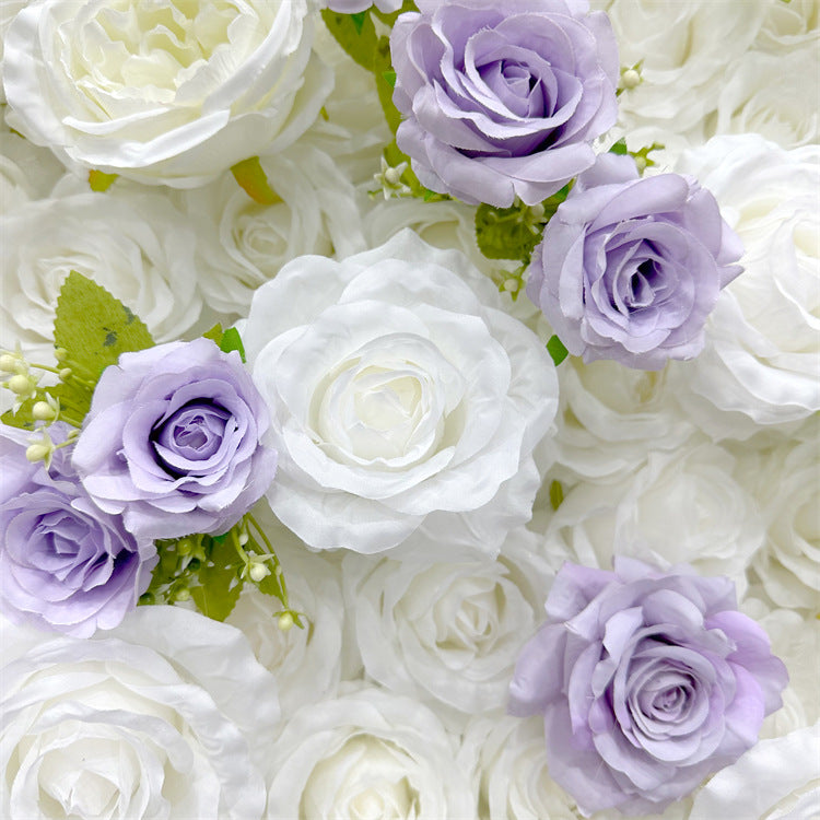 3D Purple and White Fabric Roller Curtain Floral Background for Wedding Party and Event Decoration