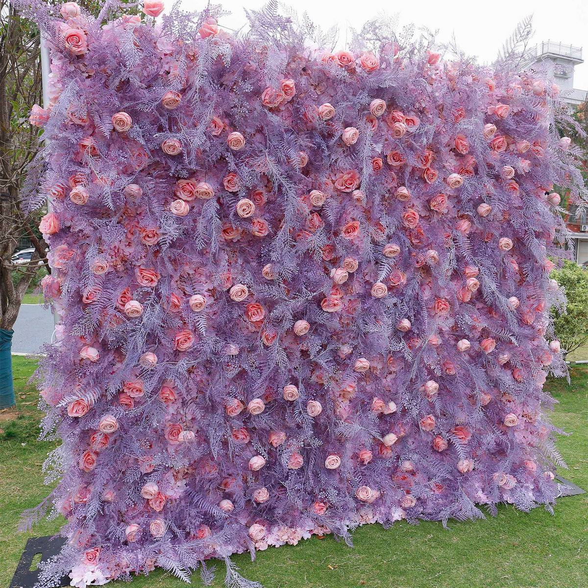 Aliflowers Pink Rose with Purple Blush Flower Wall Background ALFWL108 - Ali Flowers