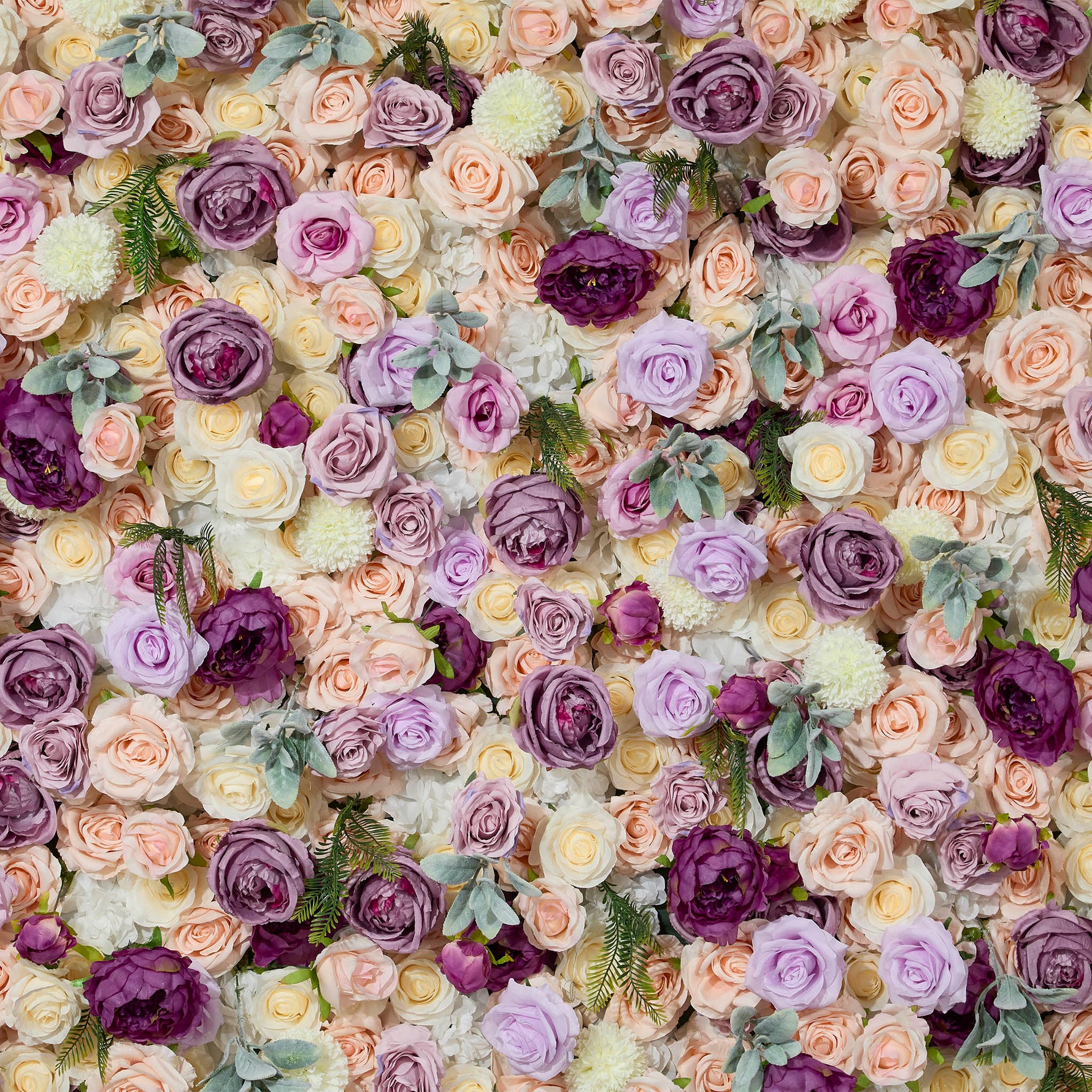 Aliflowers Purple Elegance Flower Wall Lush Roses & Pastel Blooms Cloth Backdrop - Ali Flowers