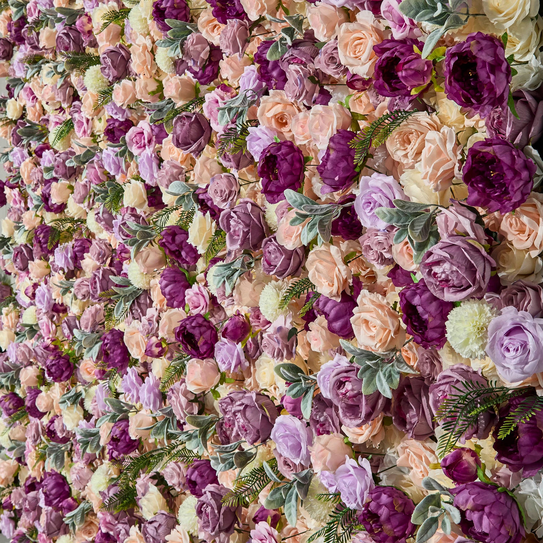 Aliflowers Purple Elegance Flower Wall Lush Roses & Pastel Blooms Cloth Backdrop - Ali Flowers