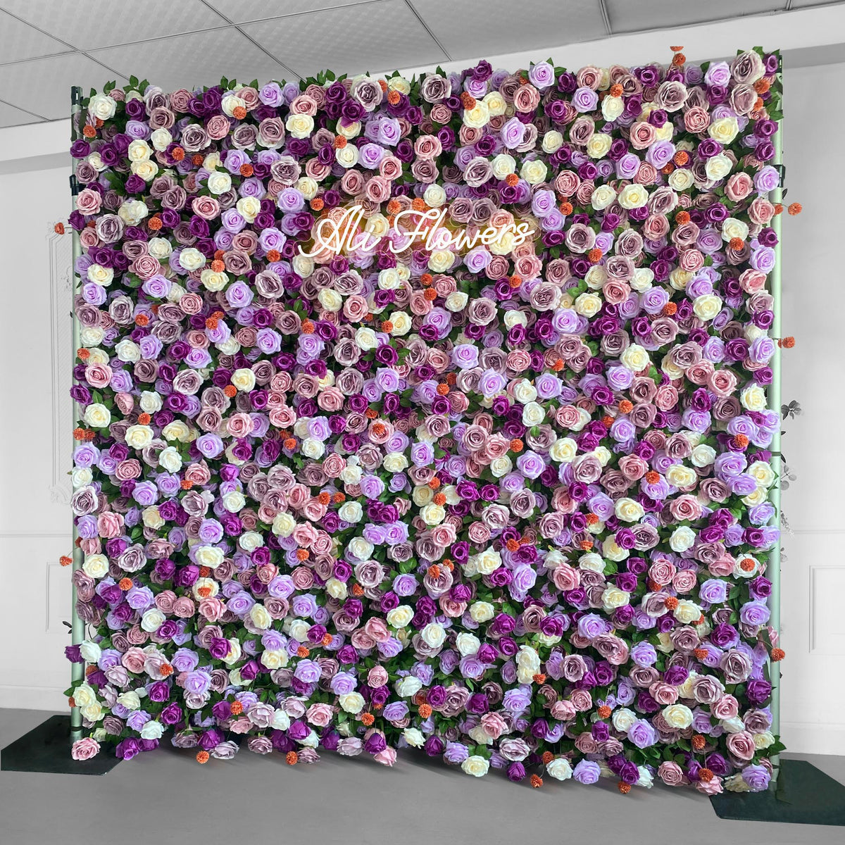 Purple silk rose flower wall backdrop for wedding events parties
