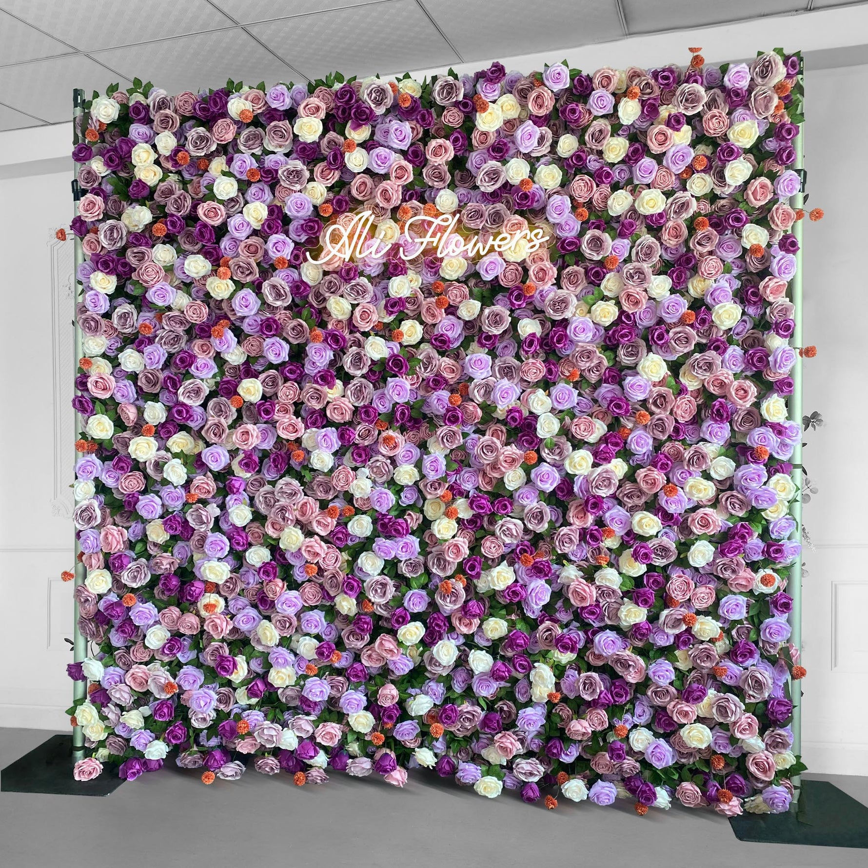 Purple silk rose flower wall backdrop for wedding events parties