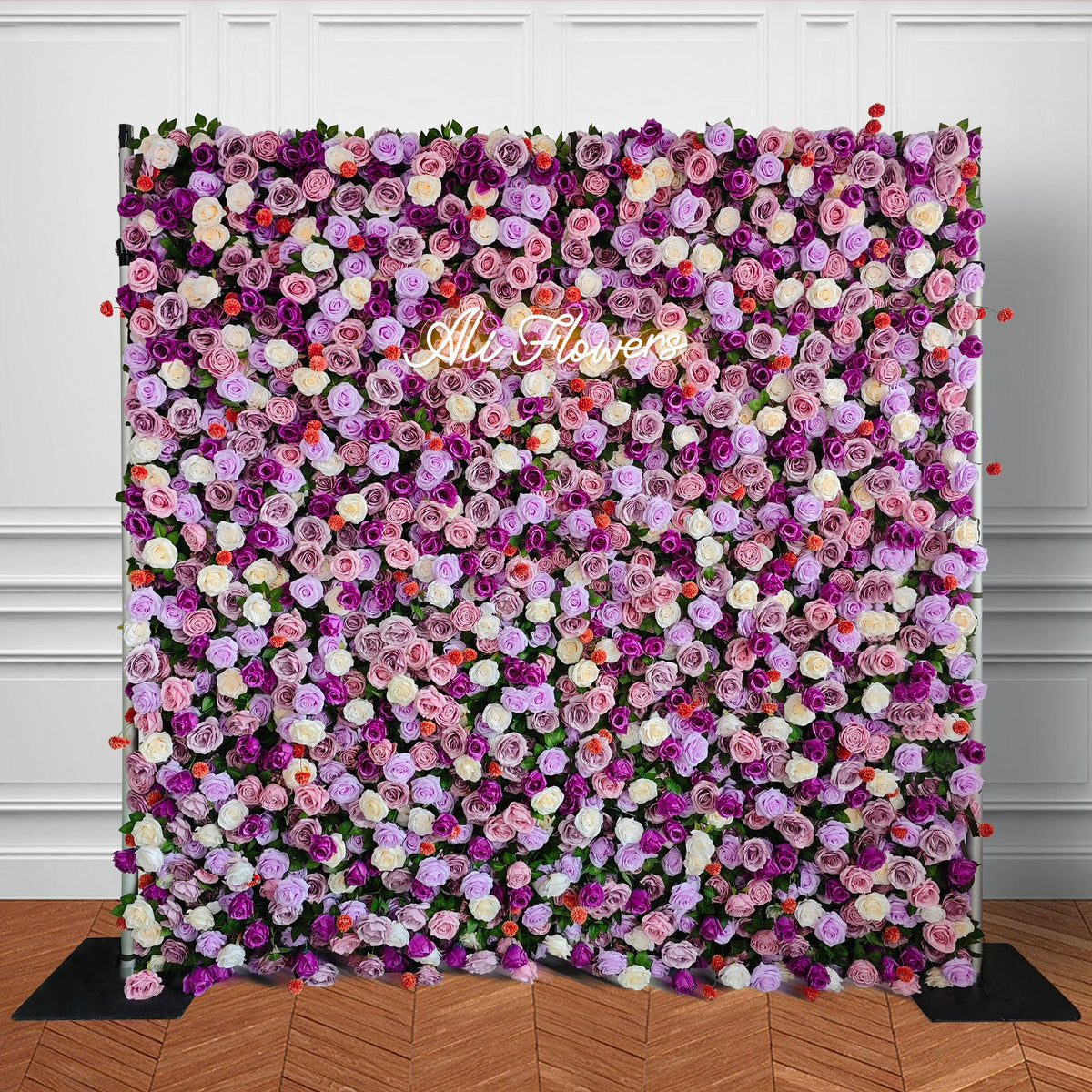 Purple silk rose flower wall backdrop for wedding events parties