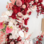 Aliflowers Red Peony with Apple Leaves Moon-Shaped Arch for Valentine's Day ALFAM003 - Ali Flowers