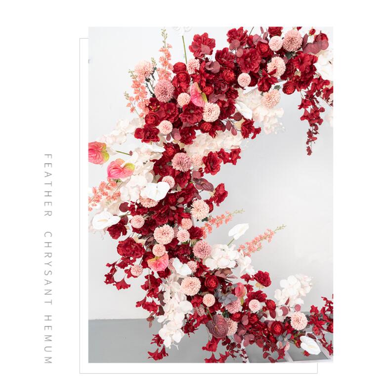 Aliflowers Red Peony with Apple Leaves Moon-Shaped Arch for Valentine's Day ALFAM003 - Ali Flowers