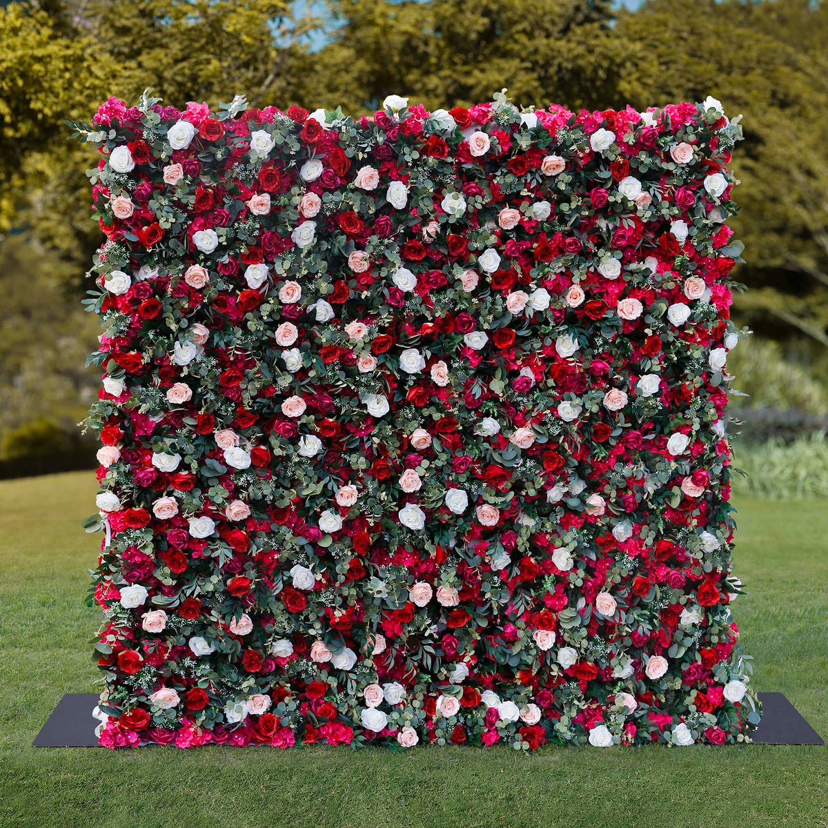 Aliflowers 3D Red Pink Rose with Leaves Floral Wall Prop for Wedding Party ALFWL046 - Ali Flowers