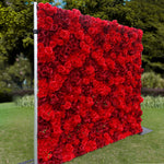 Aliflowers 3D Texture Pure Red Rose Cloth Roll Up Flowers Wall Backdrop ALFWL085 - Ali Flowers