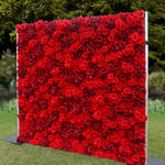 Aliflowers 3D Texture Pure Red Rose Cloth Roll Up Flowers Wall Backdrop ALFWL085 - Ali Flowers