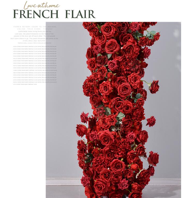 Aliflowers Pure Red Rose Outdoor Wedding Stage Backdrop Flower Stand Floral Arrangment For Arch Frame ALFAD012 - Ali Flowers