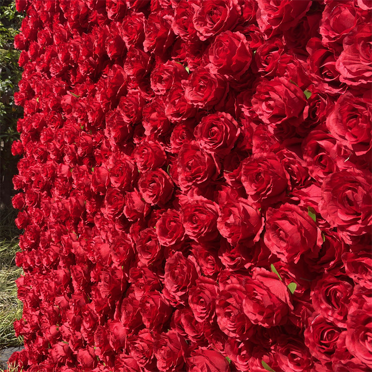 Red rose fabric flower wall suitable for wedding