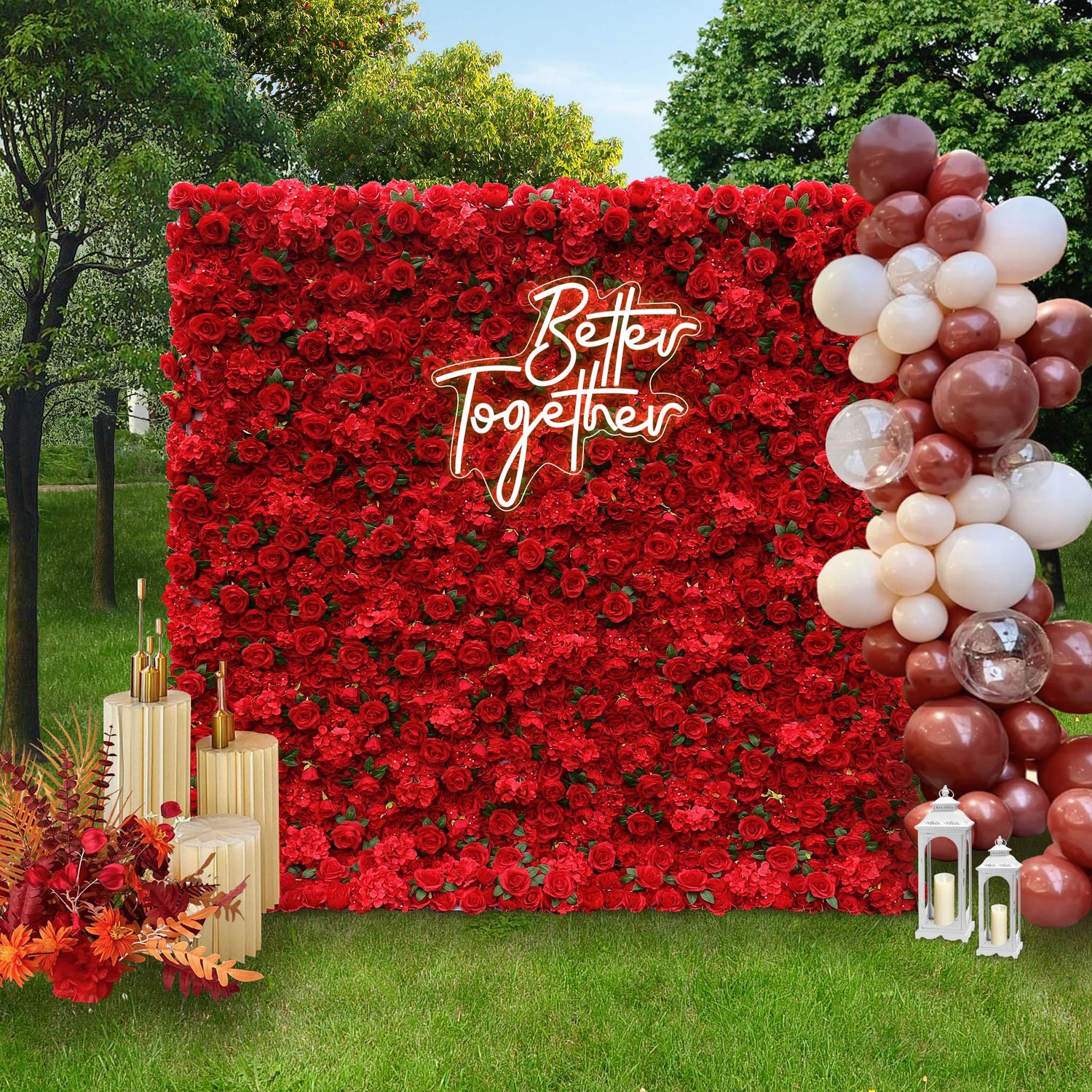 Aliflowers Red Rose with Hydrangea 3D Flower Wall Decor for Display Party Stage Prop ALFWL060 - Ali Flowers