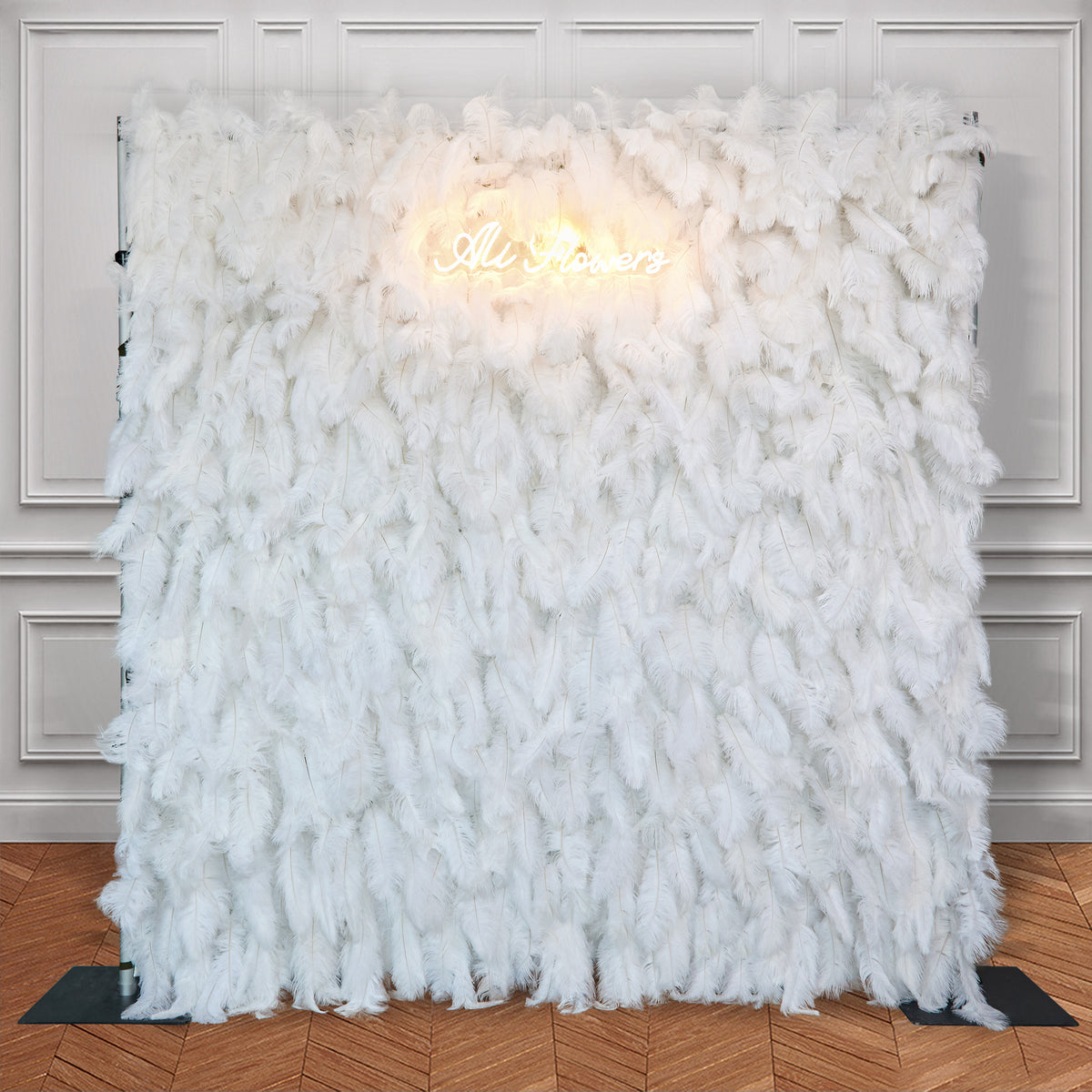 Roll Up Cloth White Ostrich Feather Wall