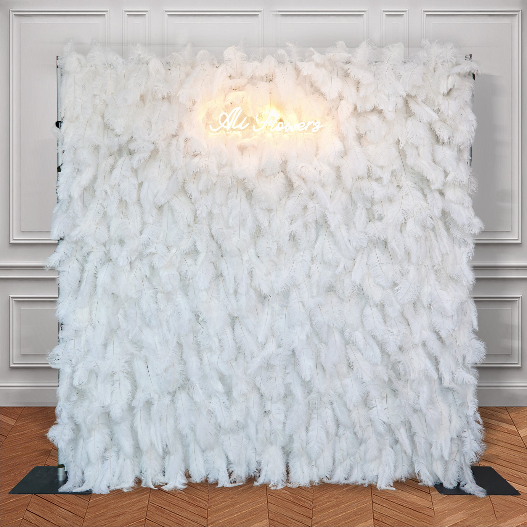 Roll Up Cloth White Ostrich Feather Wall