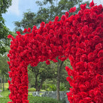 Aliflowers 5D Red Rose Fabric Floral Arch Backdrop for Wedding & Party Decoration GM009