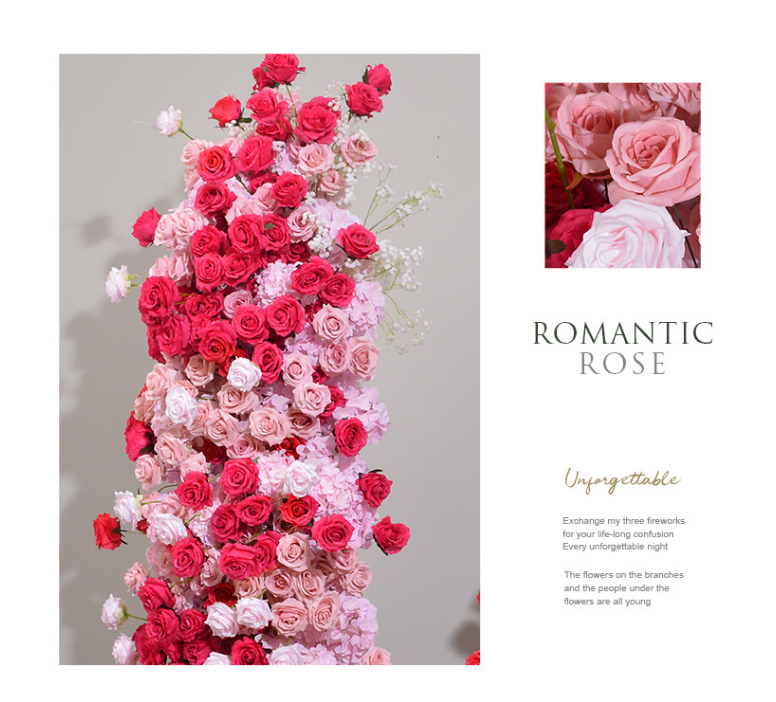 Aliflowers Pink rose 5D wedding background floor flower arrangement ALFKT016