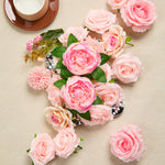 Pink rose wedding flower box with stems