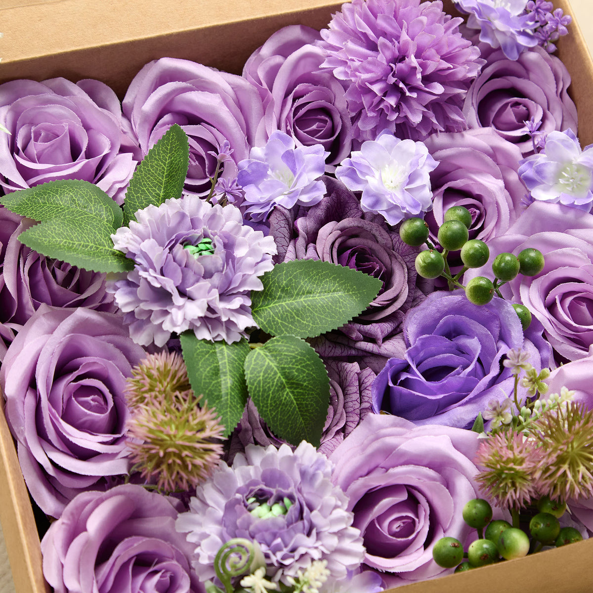 Purple rose wedding accessories flower box