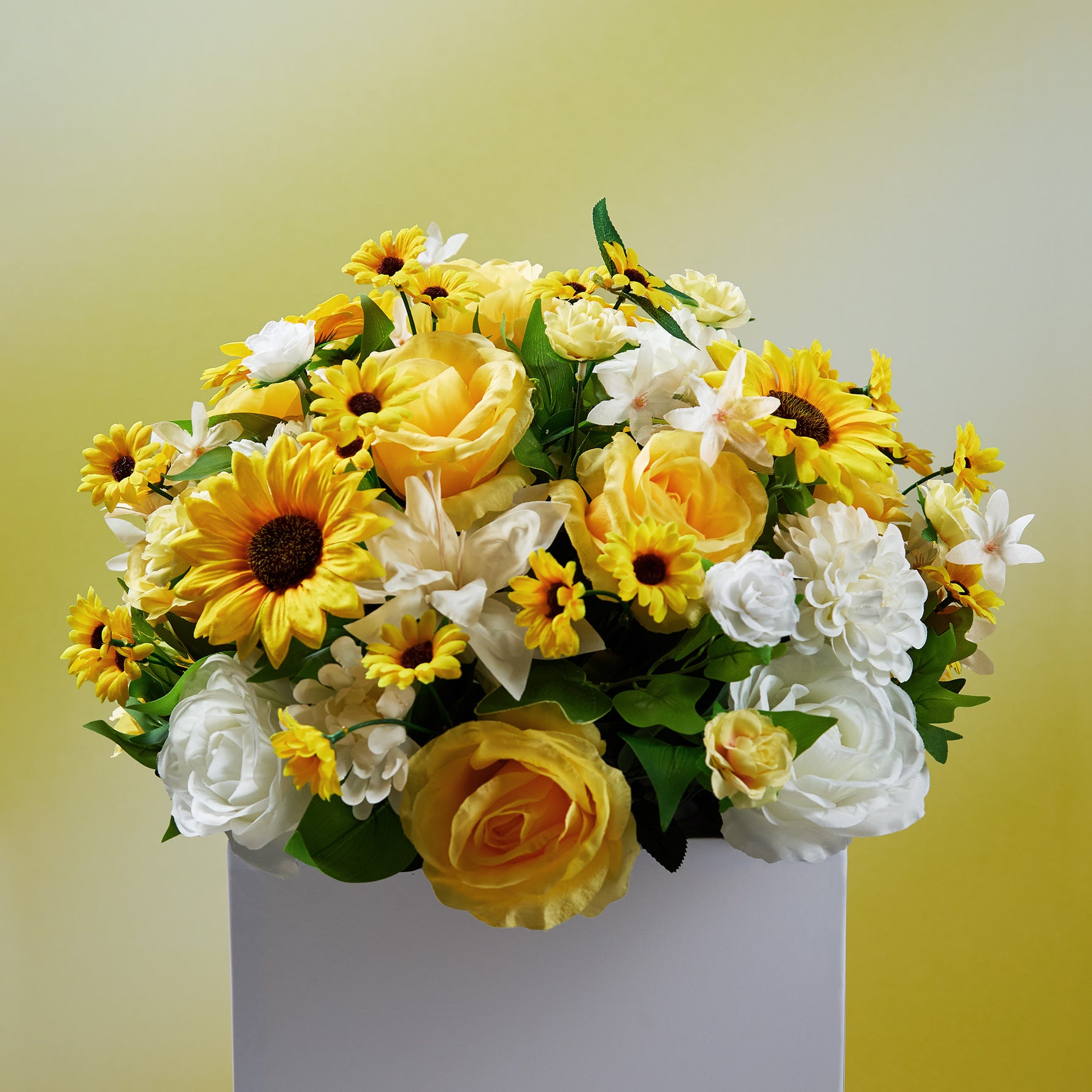 Yellow sunflower artificial silk flower ball table decoration