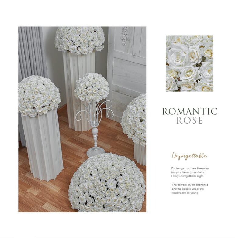 Ali Flowers White Rose Artificial Flower Ball Centerpieces for Table Decor ALFBL006 - Ali Flowers