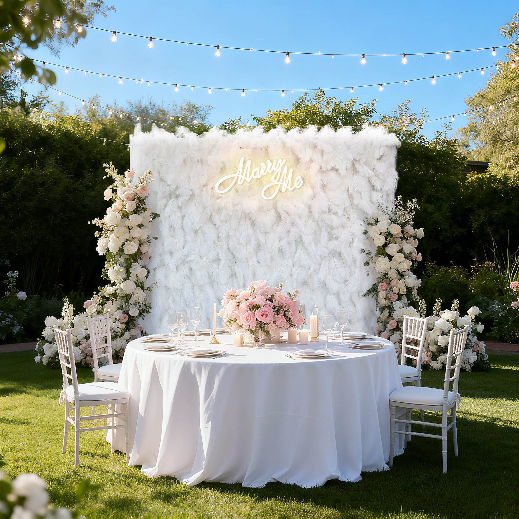 aliflowers-white-feather-wall-backdrop_Wedding-decoration-rol-up-cloth-white-ostrich-feather-wall