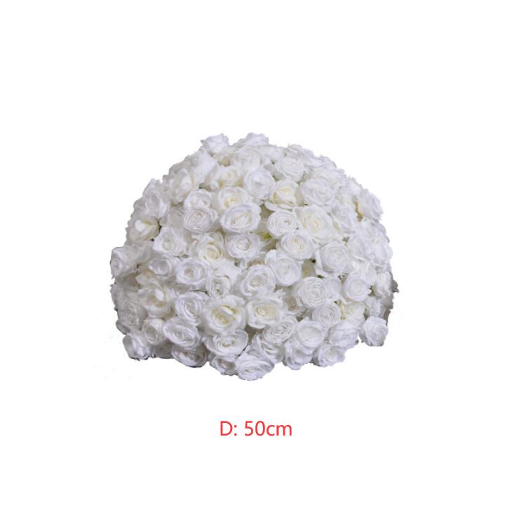 Ali Flowers Pure White Rose Handmade Artificial Flower Ball Centerpieces for Table Decor ALFBL009 - Ali Flowers