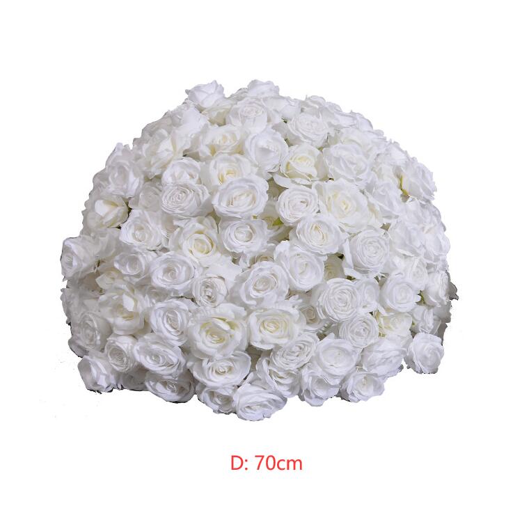 Ali Flowers Pure White Rose Handmade Artificial Flower Ball Centerpieces for Table Decor ALFBL009 - Ali Flowers