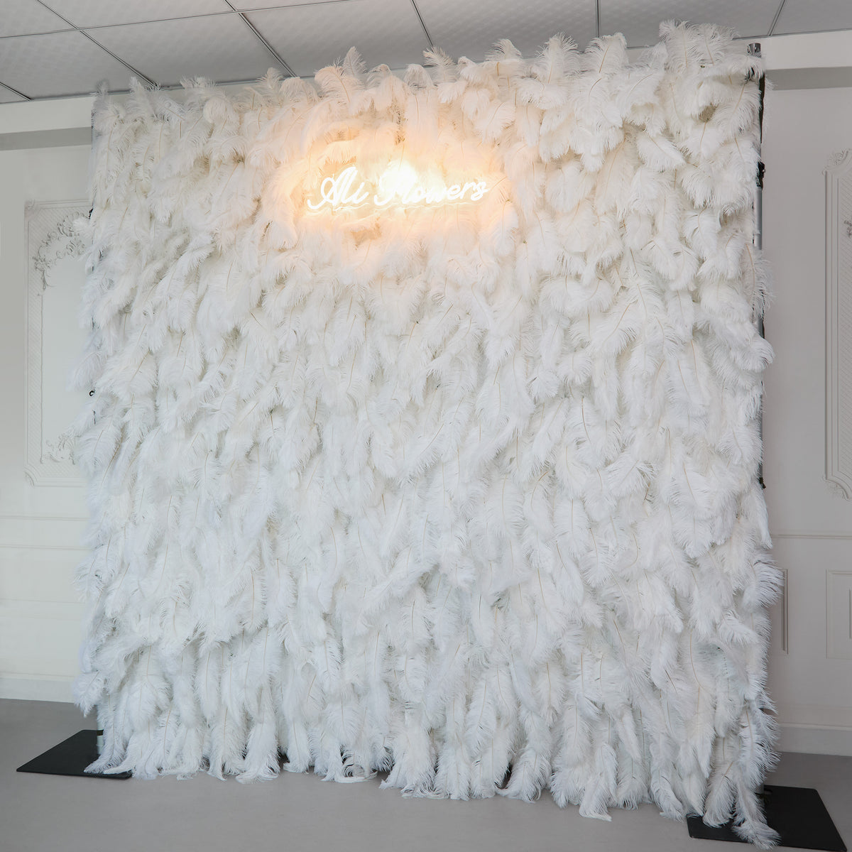 aliflowers-white-feather-wall-backdrop-wedding-decoration-rol-up-cloth-white-ostrich-feather-wall