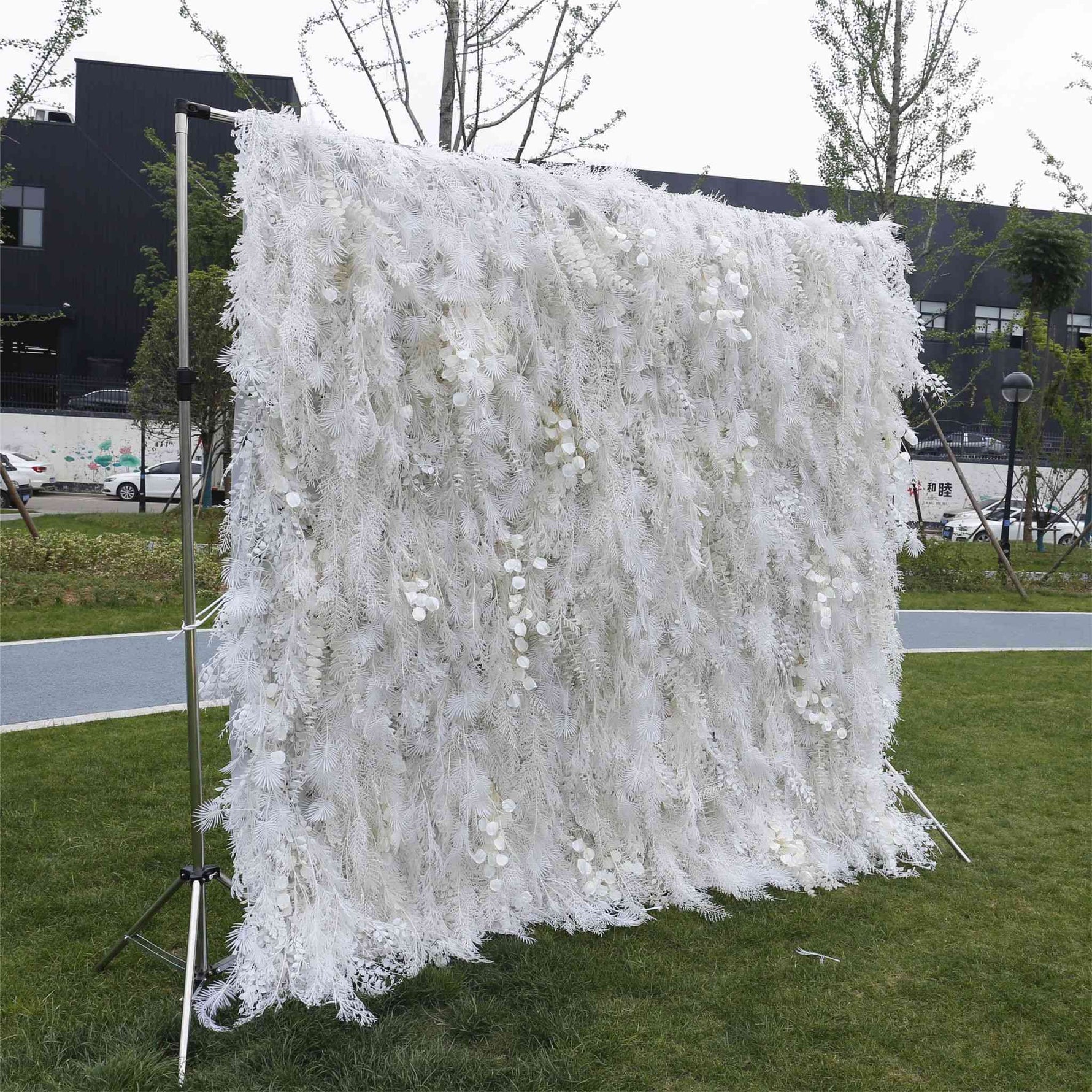 Aliflowers White Mist Handmade Hanging Flower Wall Backdrop Decor ALFWL124 - Ali Flowers