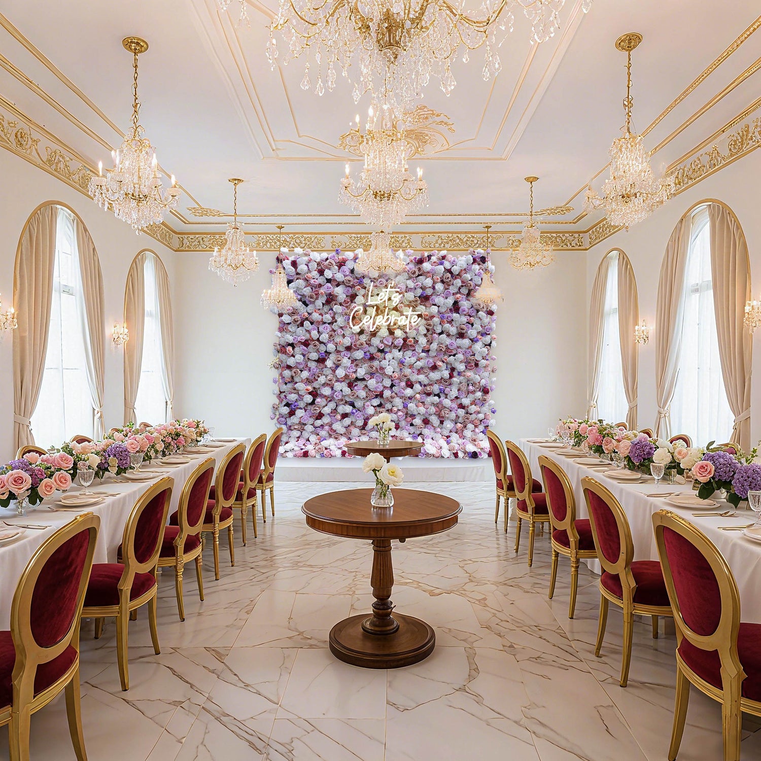 Aliflowers White Purple Rose Flower Wall Backdrop for Event Party Decoration ALFWL182