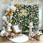 Aliflowers 5D White Rose & Green Leaf Artificial Curtain Flower Wall for Event & Party Backdrop ALFWL185