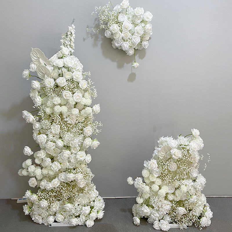 Aliflowers White Rose Baby's Breath Wedding Background Arch KT Board Decoration Flowers ALFKT012