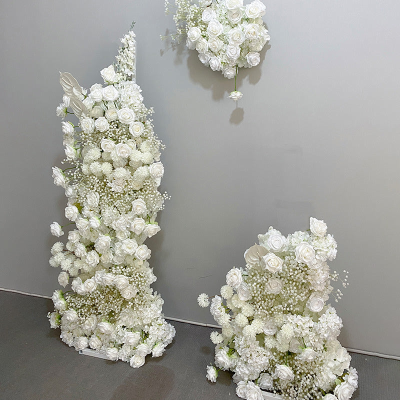 Aliflowers White Rose Baby's Breath Wedding Background Arch KT Board Decoration Flowers ALFKT012