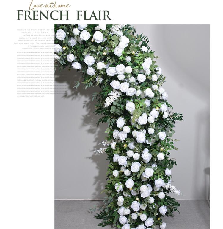 Aliflowers Luxury Green Plant Leaves White Rose Floor Floral Arrangement Wedding Stage Backdrop Flower Stand ALFAD009 - Ali Flowers