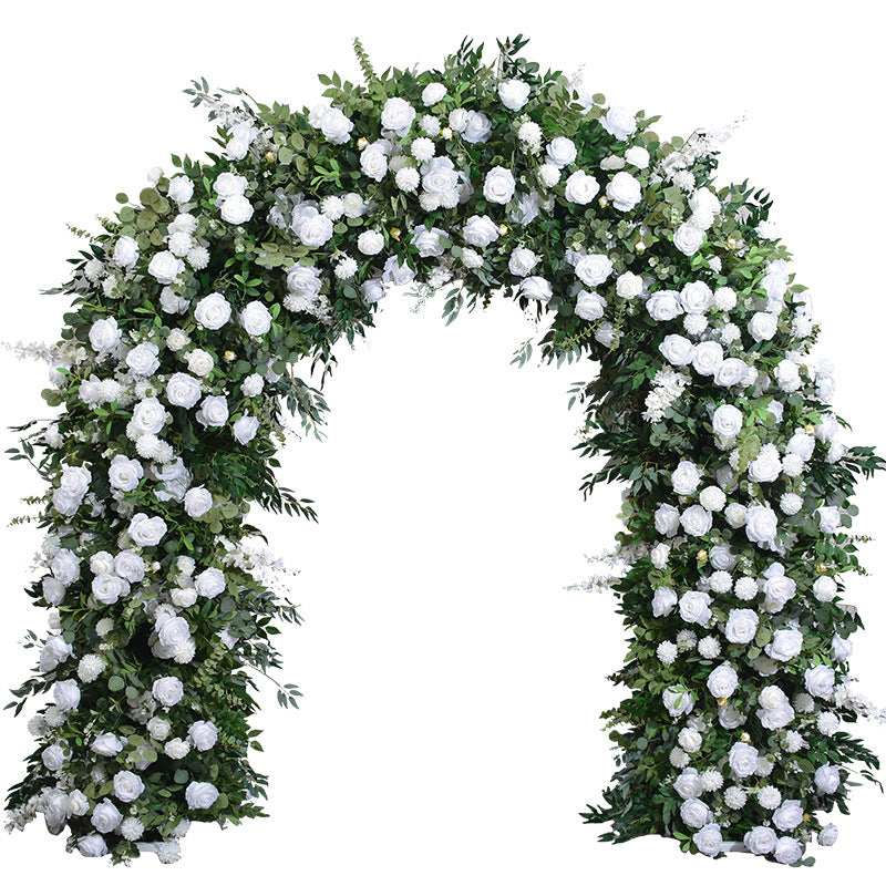 Aliflowers Luxury Green Plant Leaves White Rose Floor Floral Arrangement Wedding Stage Backdrop Flower Stand ALFAD009 - Ali Flowers