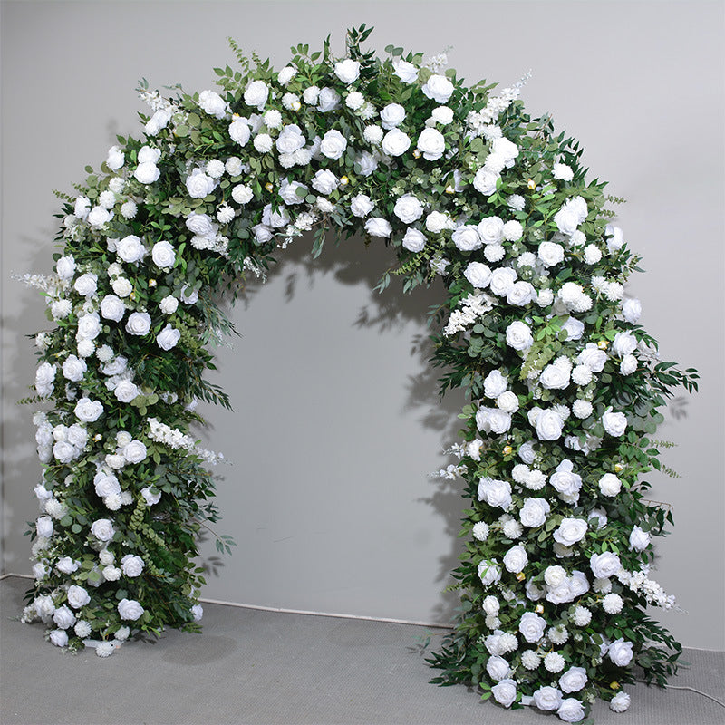 Aliflowers Luxury Green Plant Leaves White Rose Floor Floral Arrangement Wedding Stage Backdrop Flower Stand ALFAD009 - Ali Flowers