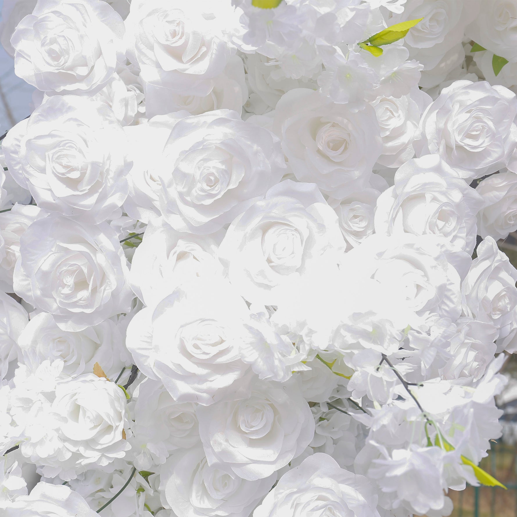 Aliflowers White Rose Fabric Floral Fabric Decoration Wedding Background Square Arch GM004